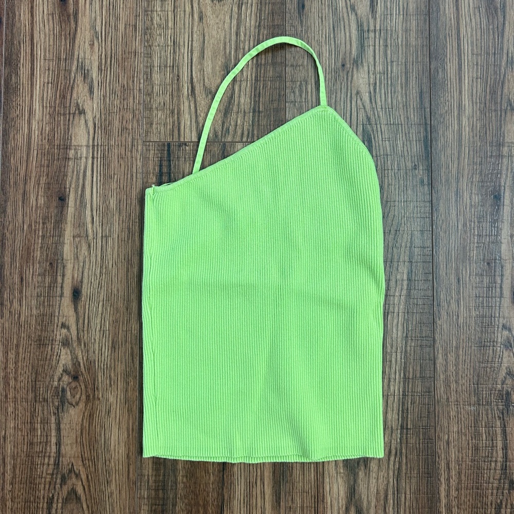 Small Green Zara Asymmetrical Knit Top
